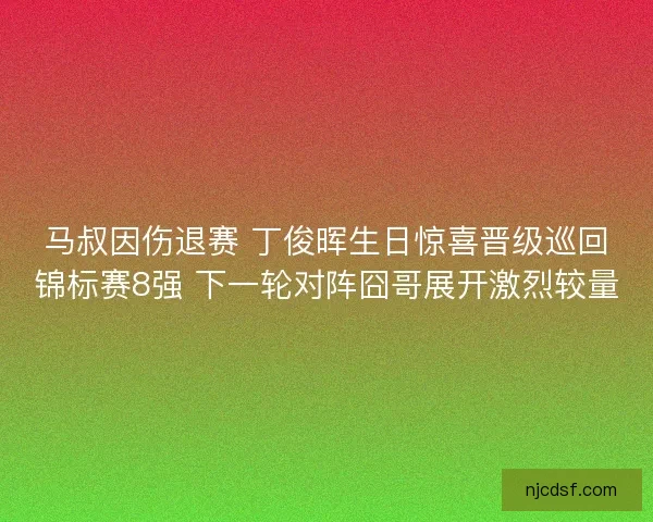 马叔因伤退赛 丁俊晖生日惊喜晋级巡回锦标赛8强 下一轮对阵囧哥展开激烈较量